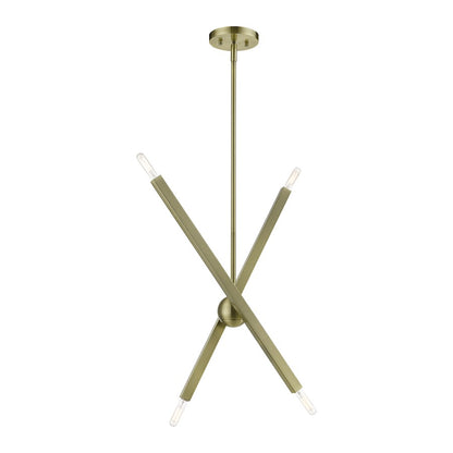 Livex Monaco 4 Light Linear Chandelier, Brass