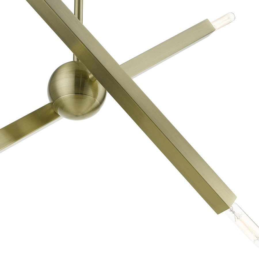 Livex Monaco 4 Light Linear Chandelier, Brass