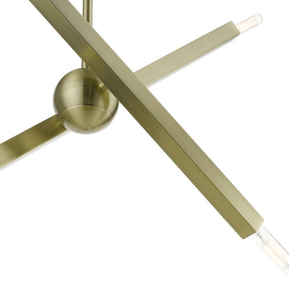 Livex Monaco 4 Light Linear Chandelier, Brass