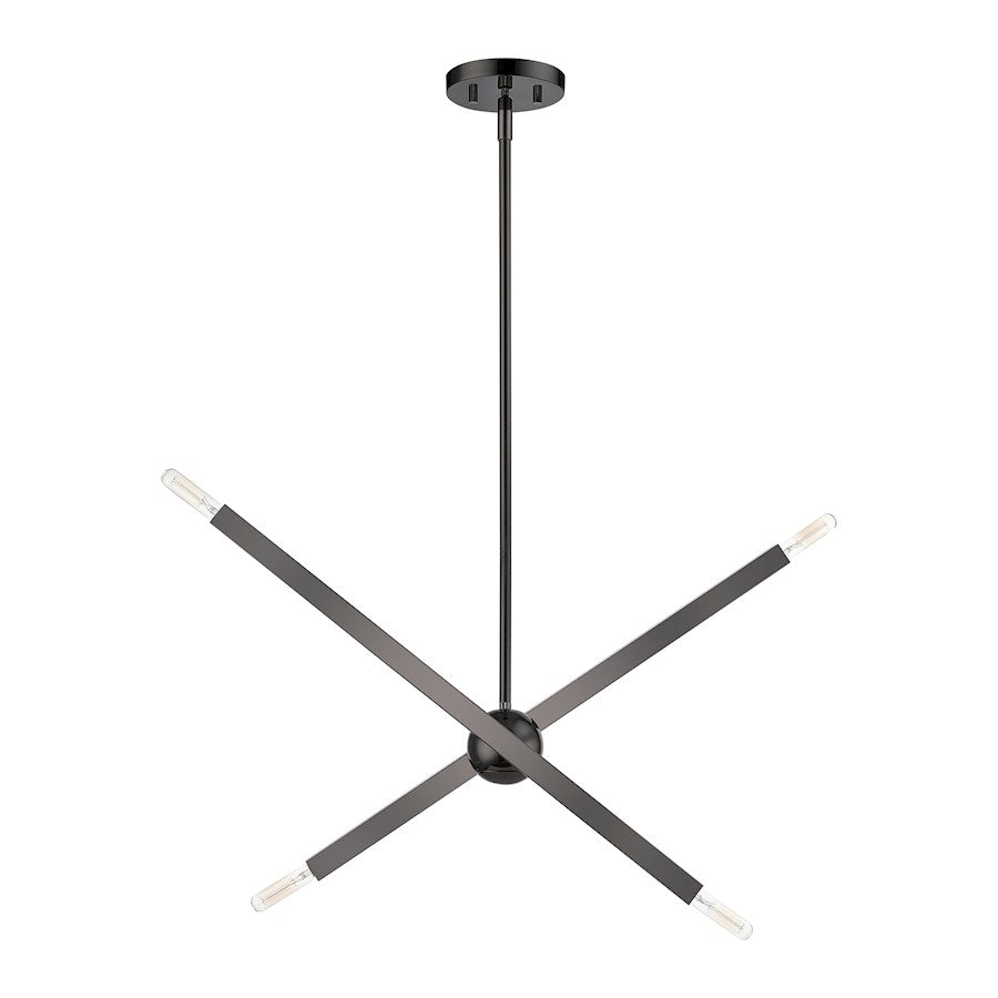 Livex Monaco 4 Light Linear Chandelier, Black Chrome