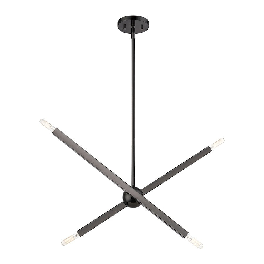 Livex Monaco 4 Light Linear Chandelier, Black Chrome