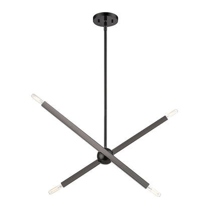 Livex Monaco 4 Light Linear Chandelier, Black Chrome