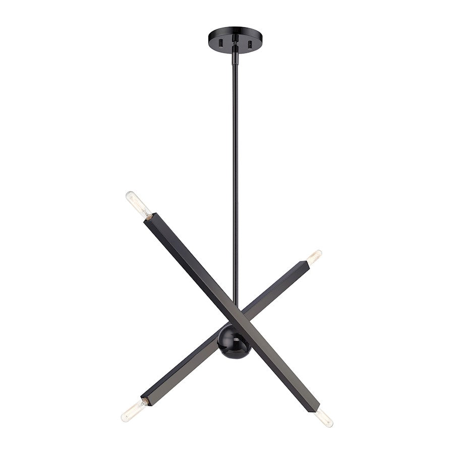 Livex Monaco 4 Light Linear Chandelier, Black Chrome
