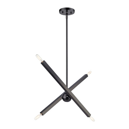 Livex Monaco 4 Light Linear Chandelier, Black Chrome