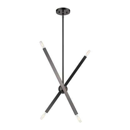 Livex Monaco 4 Light Linear Chandelier, Black Chrome