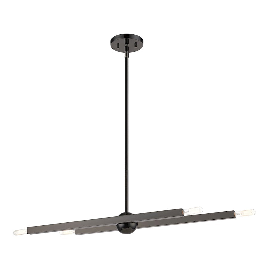 Livex Monaco 4 Light Linear Chandelier, Black Chrome