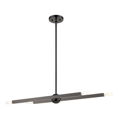 Livex Monaco 4 Light Linear Chandelier, Black Chrome