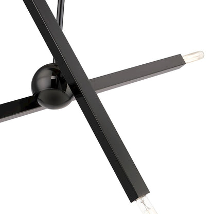 Livex Monaco 4 Light Linear Chandelier, Black Chrome