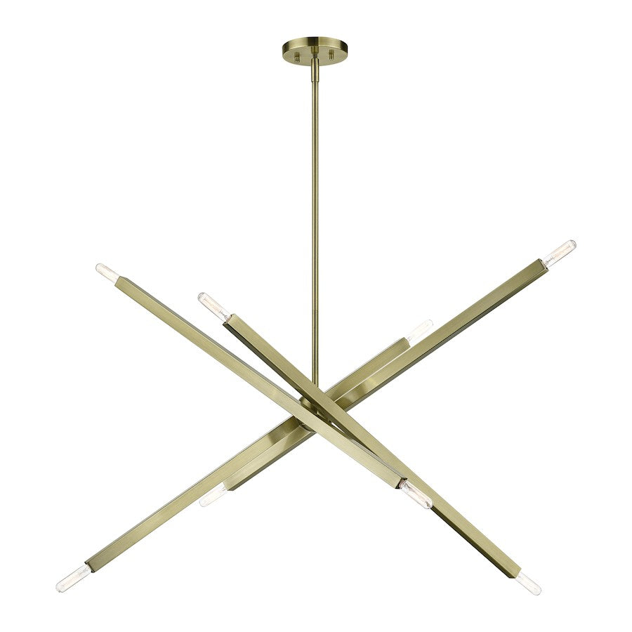 Livex Monaco 8 Light Large Linear Chandelier, Brass