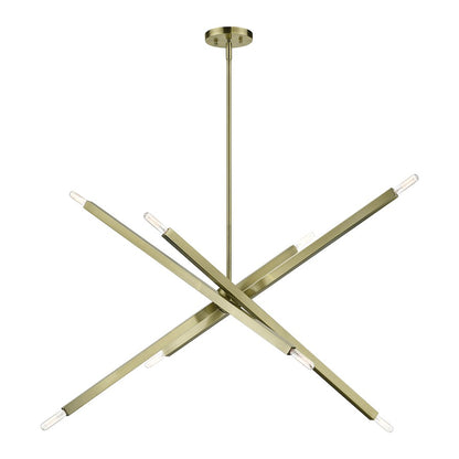 Livex Monaco 8 Light Large Linear Chandelier, Brass