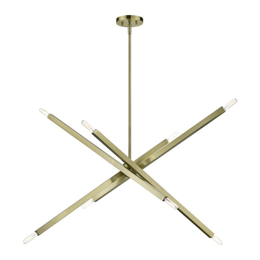 Livex Monaco 8 Light Large Linear Chandelier, Brass