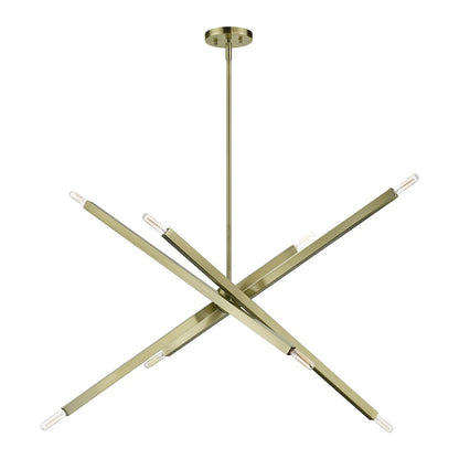 Livex Monaco 8 Light Large Linear Chandelier, Brass