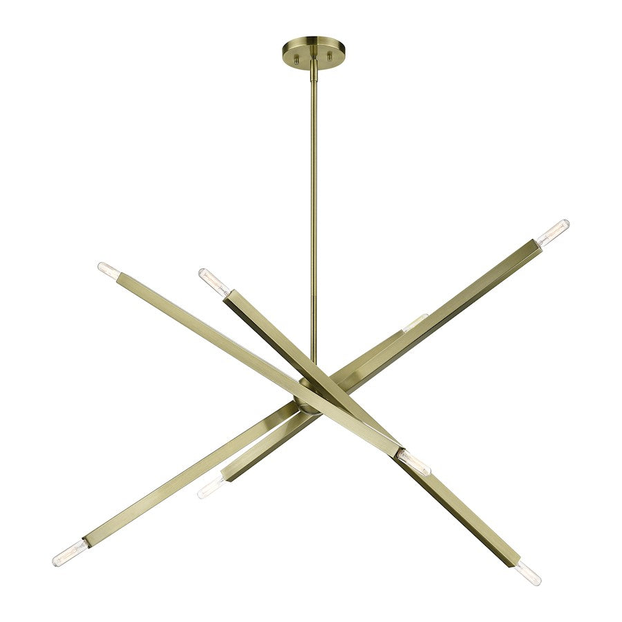 Livex Monaco 8 Light Large Linear Chandelier, Brass