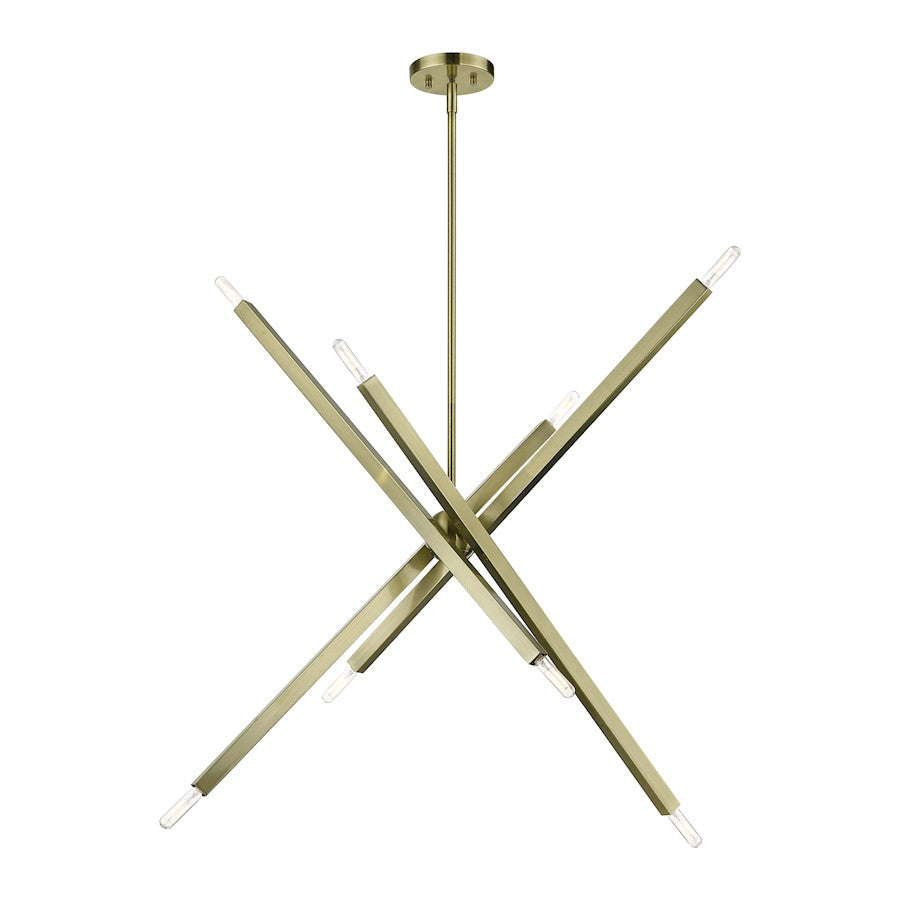 Livex Monaco 8 Light Large Linear Chandelier, Brass