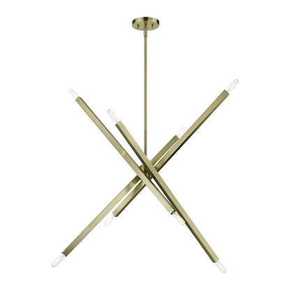 Livex Monaco 8 Light Large Linear Chandelier, Brass