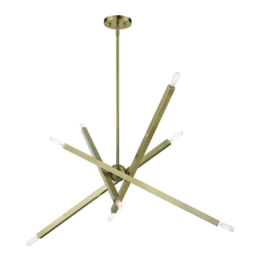 Livex Monaco 8 Light Large Linear Chandelier, Brass