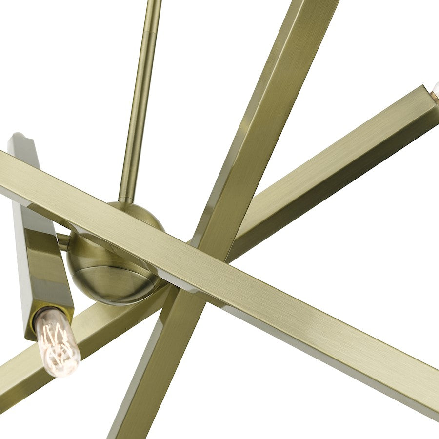 Livex Monaco 8 Light Large Linear Chandelier, Brass