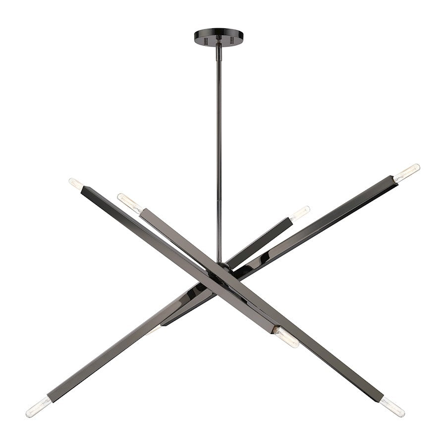 Livex Monaco 8 Light Large Linear Chandelier, Black Chrome