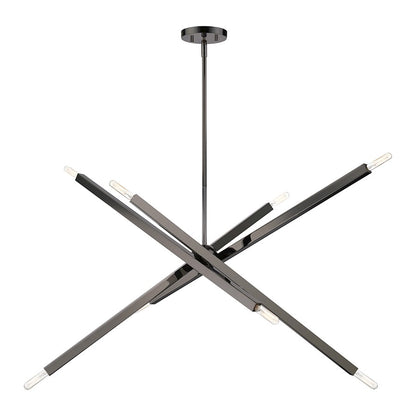 Livex Monaco 8 Light Large Linear Chandelier, Black Chrome