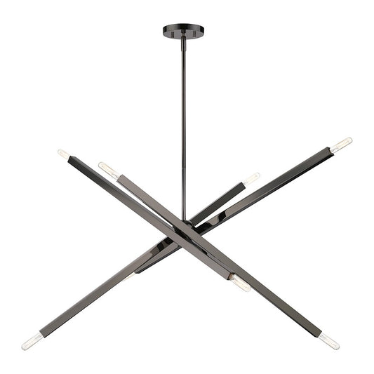 Livex Monaco 8 Light Large Linear Chandelier, Black Chrome