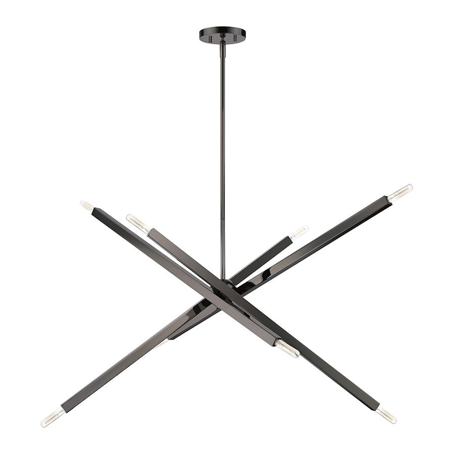 Livex Monaco 8 Light Large Linear Chandelier, Black Chrome