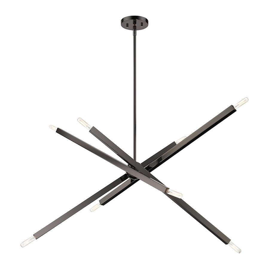 Livex Monaco 8 Light Large Linear Chandelier, Black Chrome