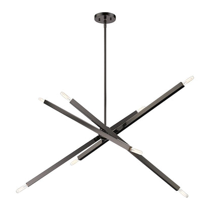 Livex Monaco 8 Light Large Linear Chandelier, Black Chrome