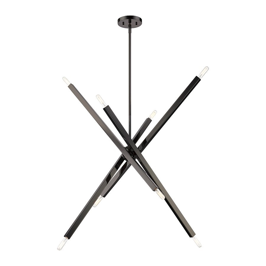 Livex Monaco 8 Light Large Linear Chandelier, Black Chrome