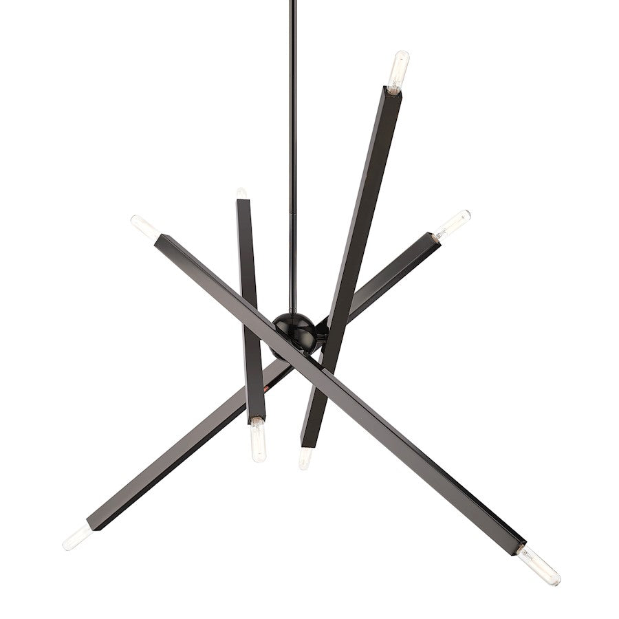 Livex Monaco 8 Light Large Linear Chandelier, Black Chrome