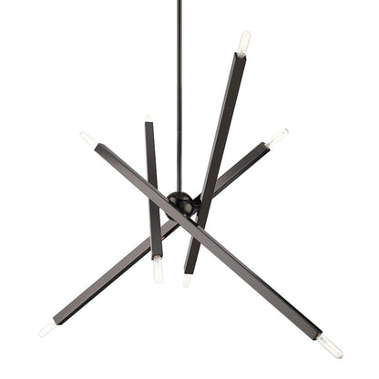 Livex Monaco 8 Light Large Linear Chandelier, Black Chrome
