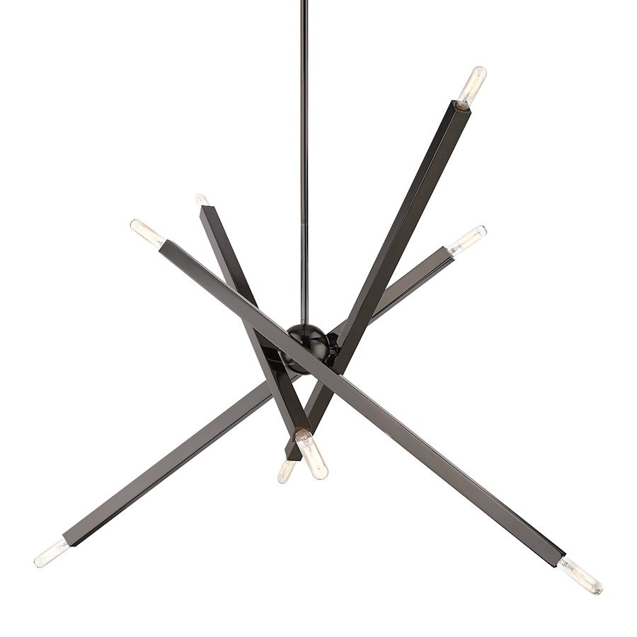 Livex Monaco 8 Light Large Linear Chandelier, Black Chrome
