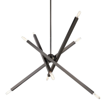 Livex Monaco 8 Light Large Linear Chandelier, Black Chrome