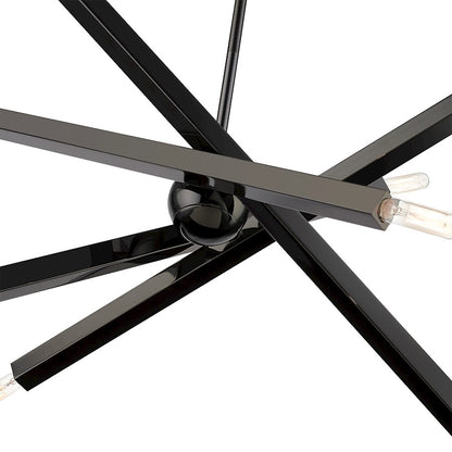 Livex Monaco 8 Light Large Linear Chandelier, Black Chrome