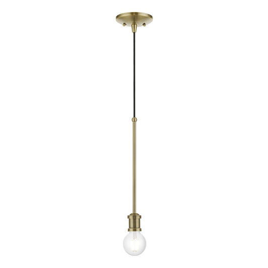Livex Lansdale 1 Light Single Pendant, Antique Brass