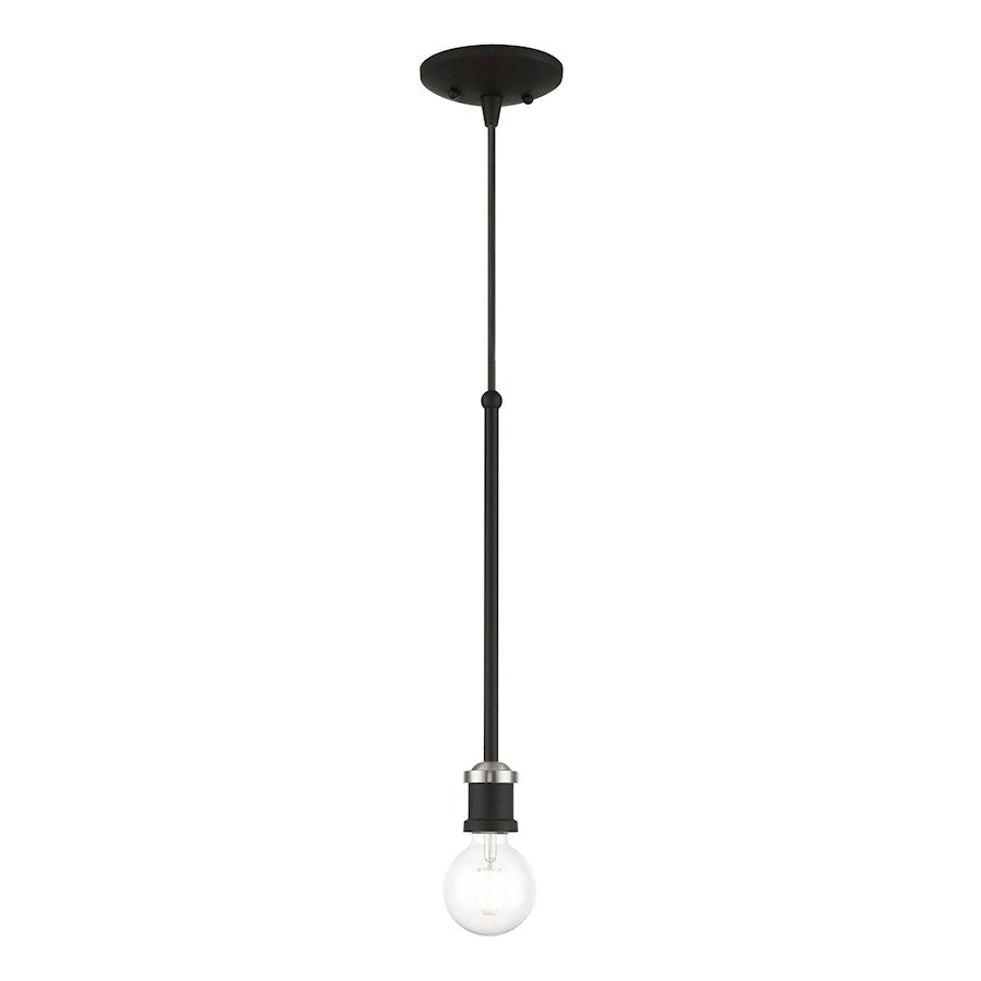 Livex Lansdale 1 Light Single Pendant, Black/Brushed Nickel