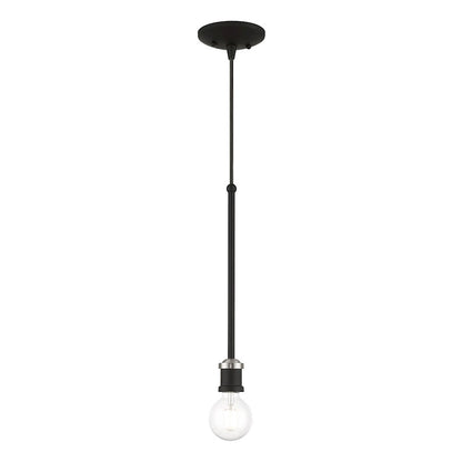 Livex Lansdale 1 Light Single Pendant, Black/Brushed Nickel