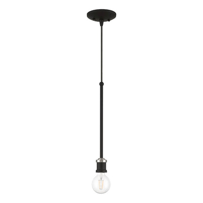 Livex Lansdale 1 Light Single Pendant, Black/Brushed Nickel