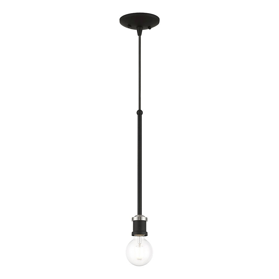 Livex Lansdale 1 Light Single Pendant, Black/Brushed Nickel