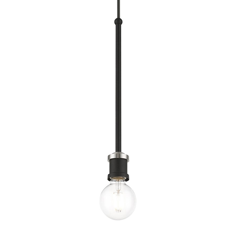 Livex Lansdale 1 Light Single Pendant, Black/Brushed Nickel