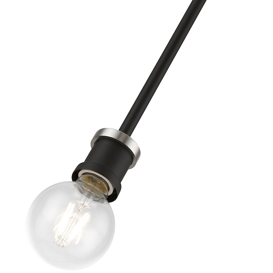 Livex Lansdale 1 Light Single Pendant, Black/Brushed Nickel