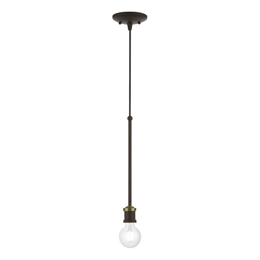 Livex Lansdale 1 Light Single Pendant, Bronze/Antique Brass