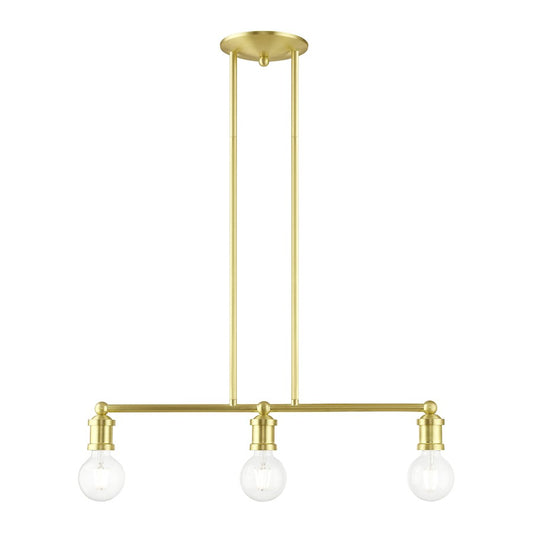 Livex Lansdale 3 Light Linear Chandelier, Satin Brass