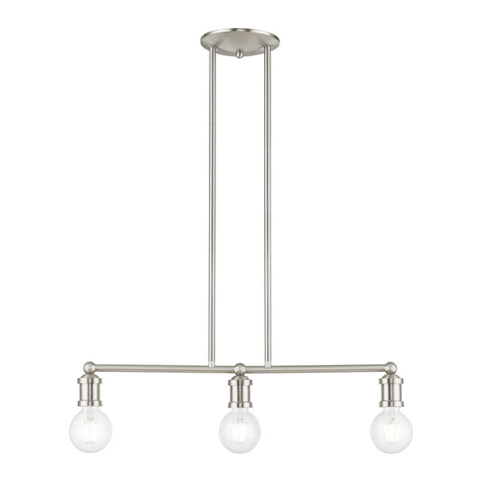 Livex Lansdale 3 Light Linear Chandelier, Brushed Nickel