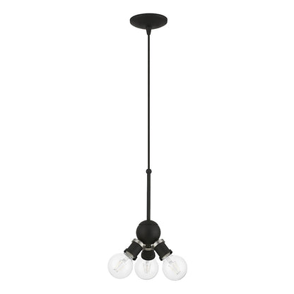 Livex Lansdale 3 Light Pendant, Black/Brushed Nickel