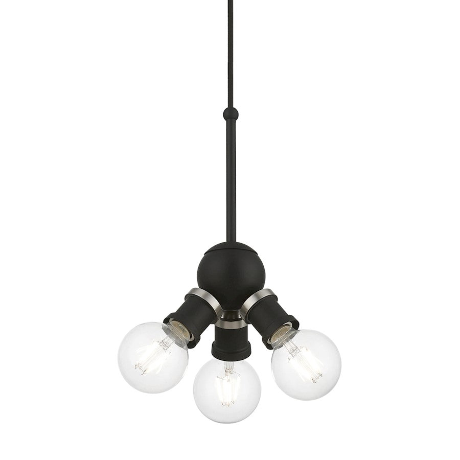 Livex Lansdale 3 Light Pendant, Black/Brushed Nickel