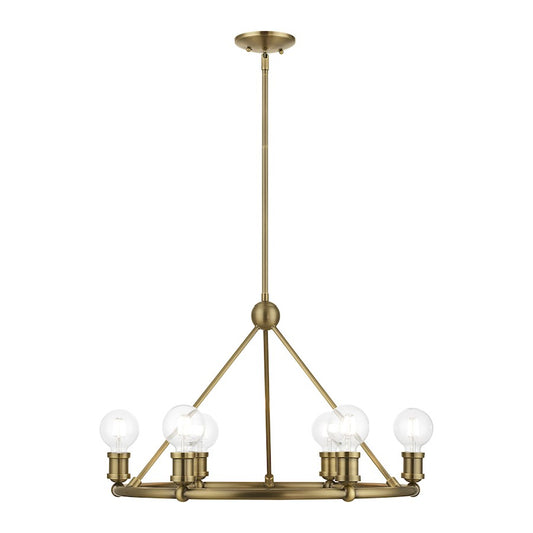 Livex Lansdale 6 Light Chandelier, Antique Brass