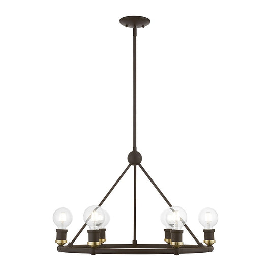 Livex Lansdale 6 Light Chandelier, Bronze/Antique Brass