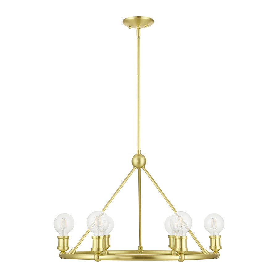 Livex Lansdale 6 Light Chandelier, Satin Brass