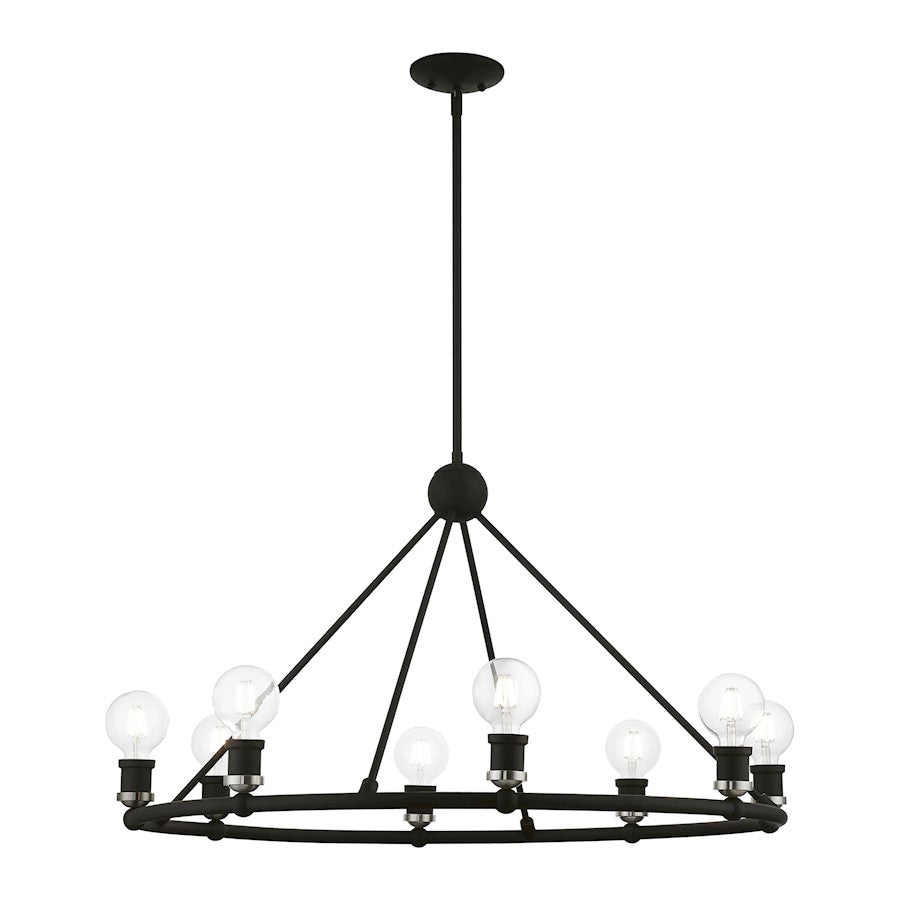 Livex Lansdale 8 Light Chandelier, Black/Brushed Nickel
