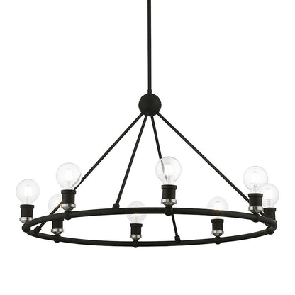Livex Lansdale 8 Light Chandelier, Black/Brushed Nickel